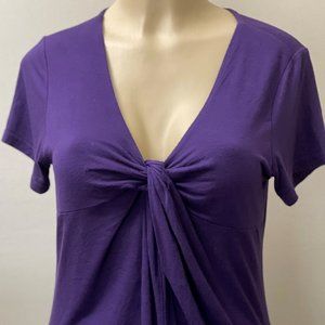 Zeagoo Blouse Women's, M Violet short sleeve with V-neck and ruched detail front